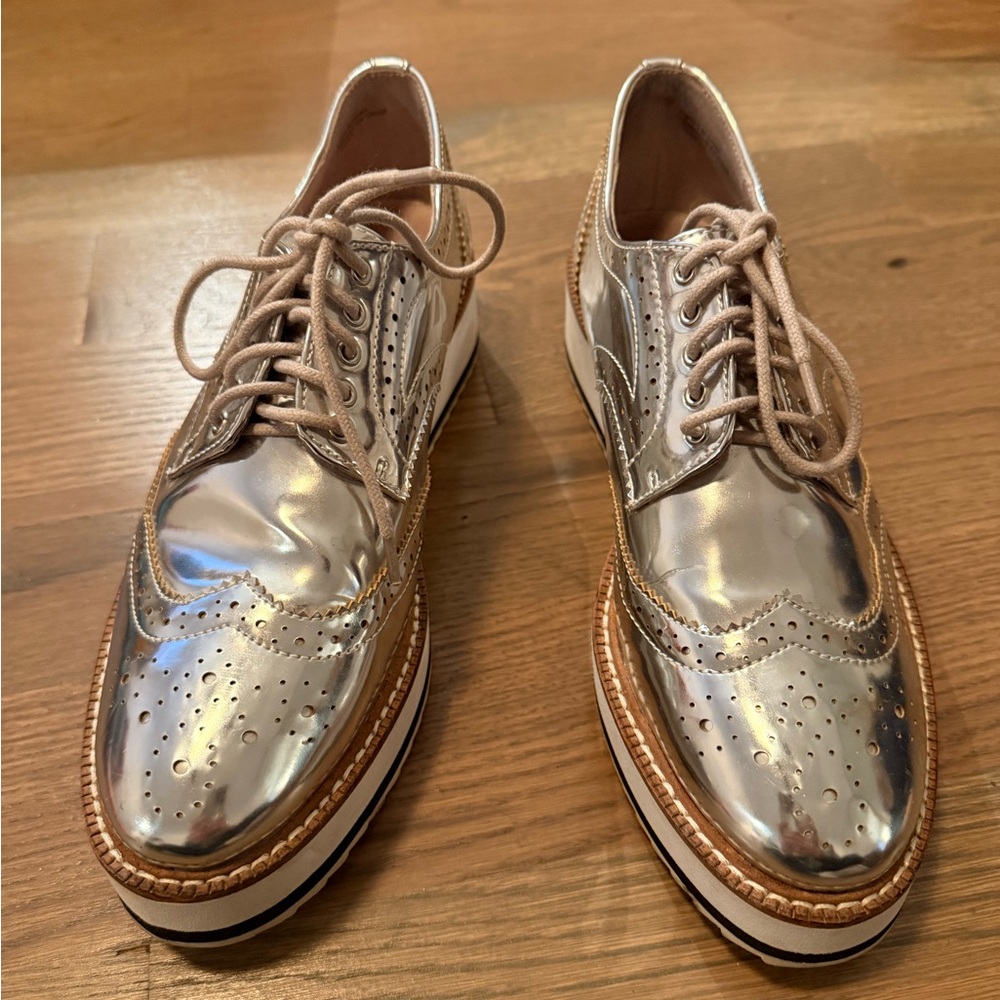 Women’s Silver Brogue Shoes